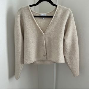 & Other Stories Wool Cropped Cardigan Light Beige Baggy Sleeve S